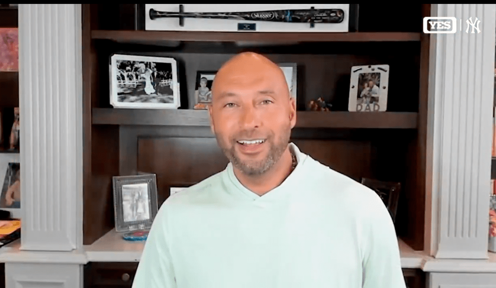 Derek Jeter during his taped speech.